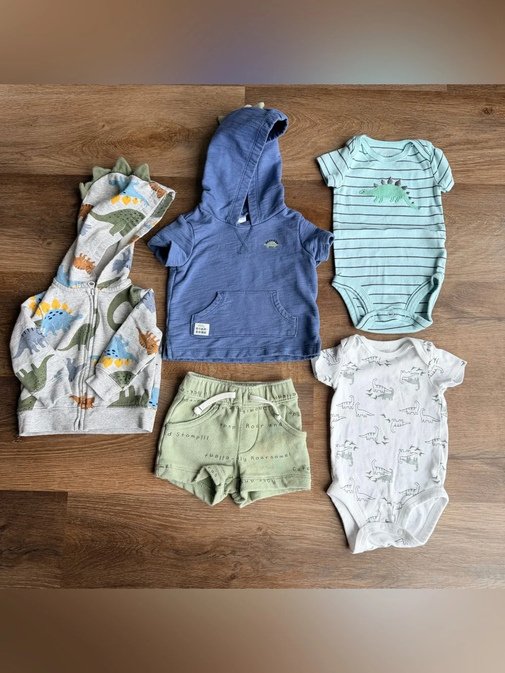 CARTER’S | Dinosaur Outfit Bundle | Hoodie Shorts Onesies | Baby Boy Clothes Set